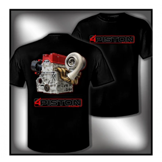 4Piston K-Series Turbo T-Shirt - Black and Red